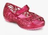 Crocs Isabella Pink Glitter Lazer Cut Sandals Girls