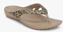 Crocs Kadee Ii Beige Animal Print Flip Flops women