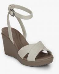 Crocs Leigh Ii Off White Ankle Strap Wedges women