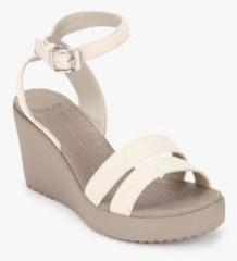 Crocs Leigh Oat/Mrm Beige Ankle Strap Wedges women