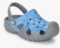 Crocs Swiftwater Graphic Blue Clog Sandals girls