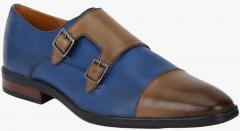 Del Mondo Blue Leather Monk Shoes men