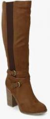 Dorothy Perkins Kyla Brown Buckled Knee Length Boots women