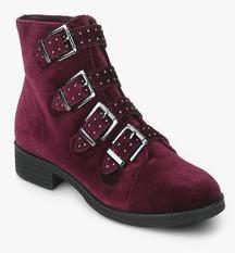 Dorothy Perkins Malex Maroon Ankle Length Stud Boots men