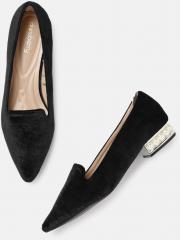 Dressberry Black Solid Suede Ballerinas women