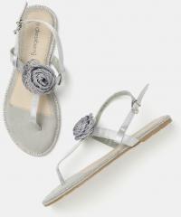 Dressberry Grey Synthetic T Strap Flats women