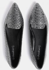 Dressberry Gunmetal Toned Basketweave Pattern Ballerinas women