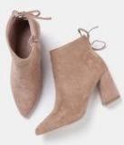 Dressberry Peach Coloured Solid Heeled Boots Women