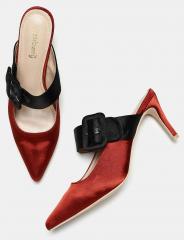 Dressberry Red & Black Colourblocked Heeled Mules women