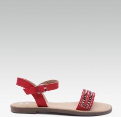 Dune London Red Embellished Open Toe Flats women