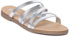 Dune London Silver Open Toe Flats women