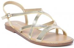 Dune London Women Gold Toned Solid Open Toe Flats