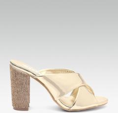 Elle Gold Toned Solid Heels women