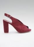 Elle Maroon Solid Suede Finish Peep Toes Women