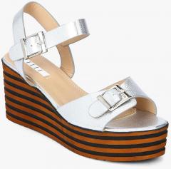 Elle Silver Metallic Wedges women