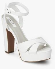 Elle White Ankle Strap Stilettos women