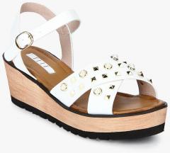 Elle White Embellished Wedges women