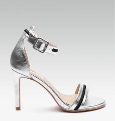 Elle Women Silver Toned & Black Striped Stilettos