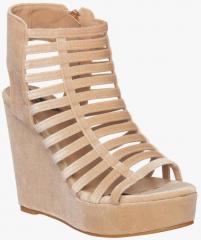 Flat N Heels Beige Suede Regular Wedges women