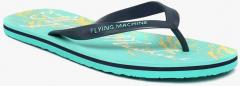 Flying Machine Men Blue & Green Printed Thong Flip Flops