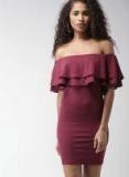 FOREVER 21 Women Burgundy Solid Bodycon Dress