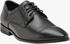 Franco Leone Black Leather Derby Shoes men