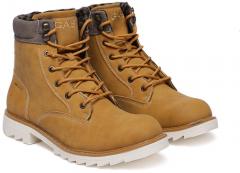 Gas Brown Solid Nubuck Mid Top Flat Boots men