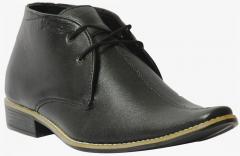 Guava Black Leather Mid Top Boots men