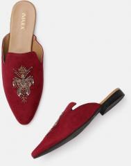 Imara Maroon Solid Mules women