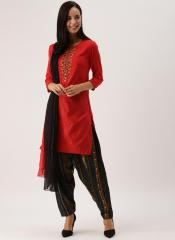 Imara Red & Green Embroidered Kurta with Salwar & Dupatta women