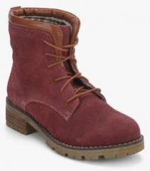 Inara Maroon Ankle Length Boots women