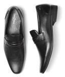 Invictus Black Solid Semiformal Slip Ons Men