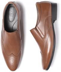 Invictus Tan Brown Textured Semiformal Slip Ons men