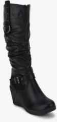 J Collection Black Buckled Calf Length Boots women