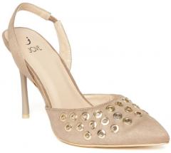 Jove Beige Rivet Detail Stilettos women