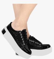 Jove Black Metallic Casual Sneakers women