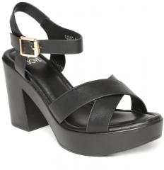 Jove Black Solid Block Heels women