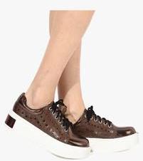 Jove Bronze Metallic Casual Sneakers women