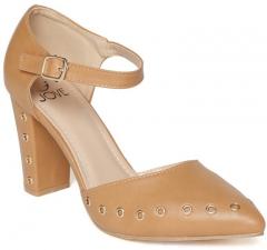 Jove Camel Brown Solid Block Heels women