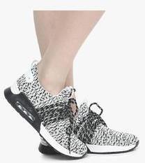 Jove White Weaved Running Shoes women