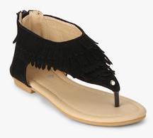 Juniors By Lifestyle Black Fringes Sandals girls