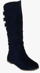 Kielz Calf Length Blue Boots women