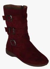 Kielz Calf Length Maroon Boots women