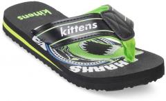 Kittens Black & Green Printed Flip Flops boys