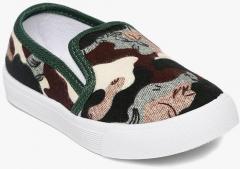 Kittens Green & Beige Printed Sneakers boys