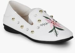 Kittens White Printed Ballerinas girls