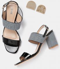 Lavie Black & Grey Textured Block Heels women