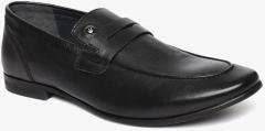 Louis Philippe Black Genuine Leather Formal Slip Ons men