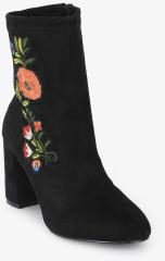 Madame Black Floral Ankle Length Boots women