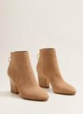 Mango Camel Brown Solid Heeled Boots Women